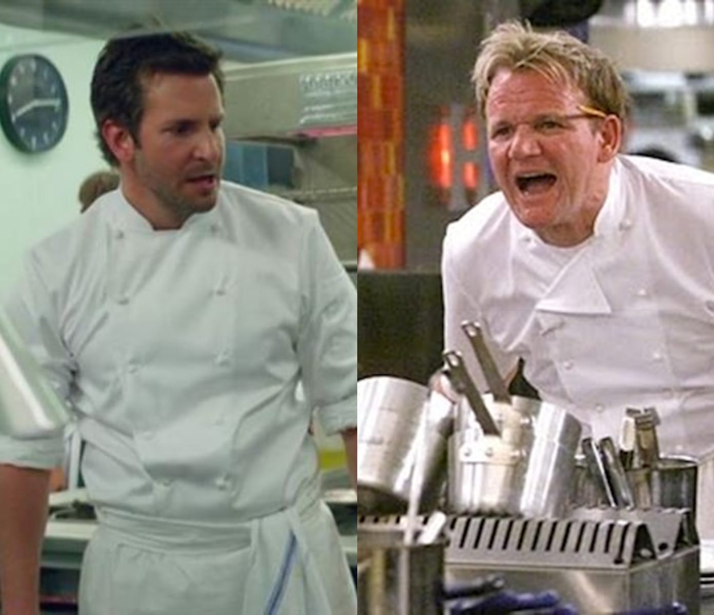 Burnt Alcuni rinomati chef mondiali come Gordon Ramsay, Marco Pierre White, Marcus Wareing e Clare Smyth hanno fornito l'ispirazione per il personaggio di Bradley Cooper. L'attore però emula i caratteristici sproloqui di Gordon Ramsay.curiosity movie